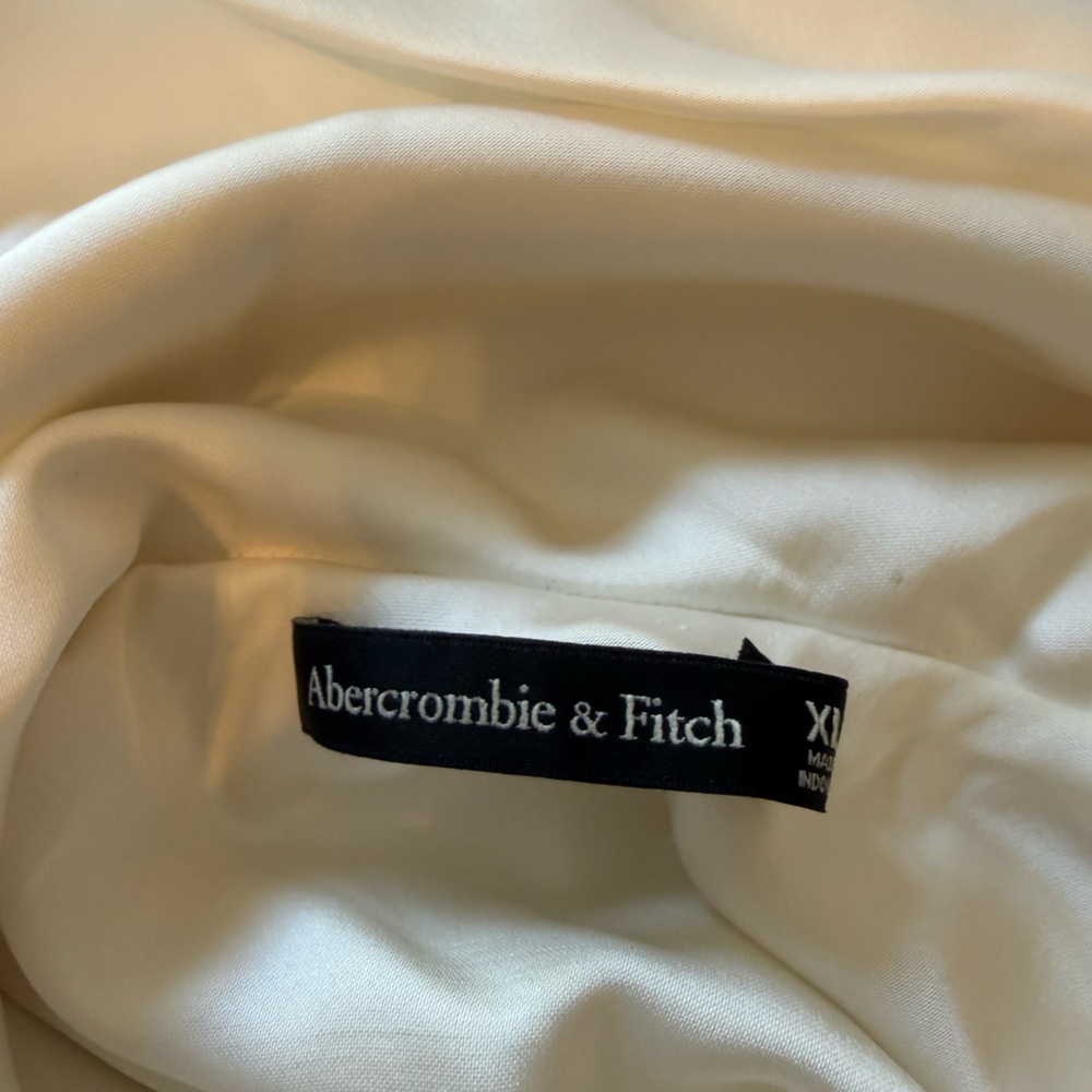 Abercrombie & Fitch Cream Satin Midi Dress – Size XL (Worn Once) - Picture 3 of 3